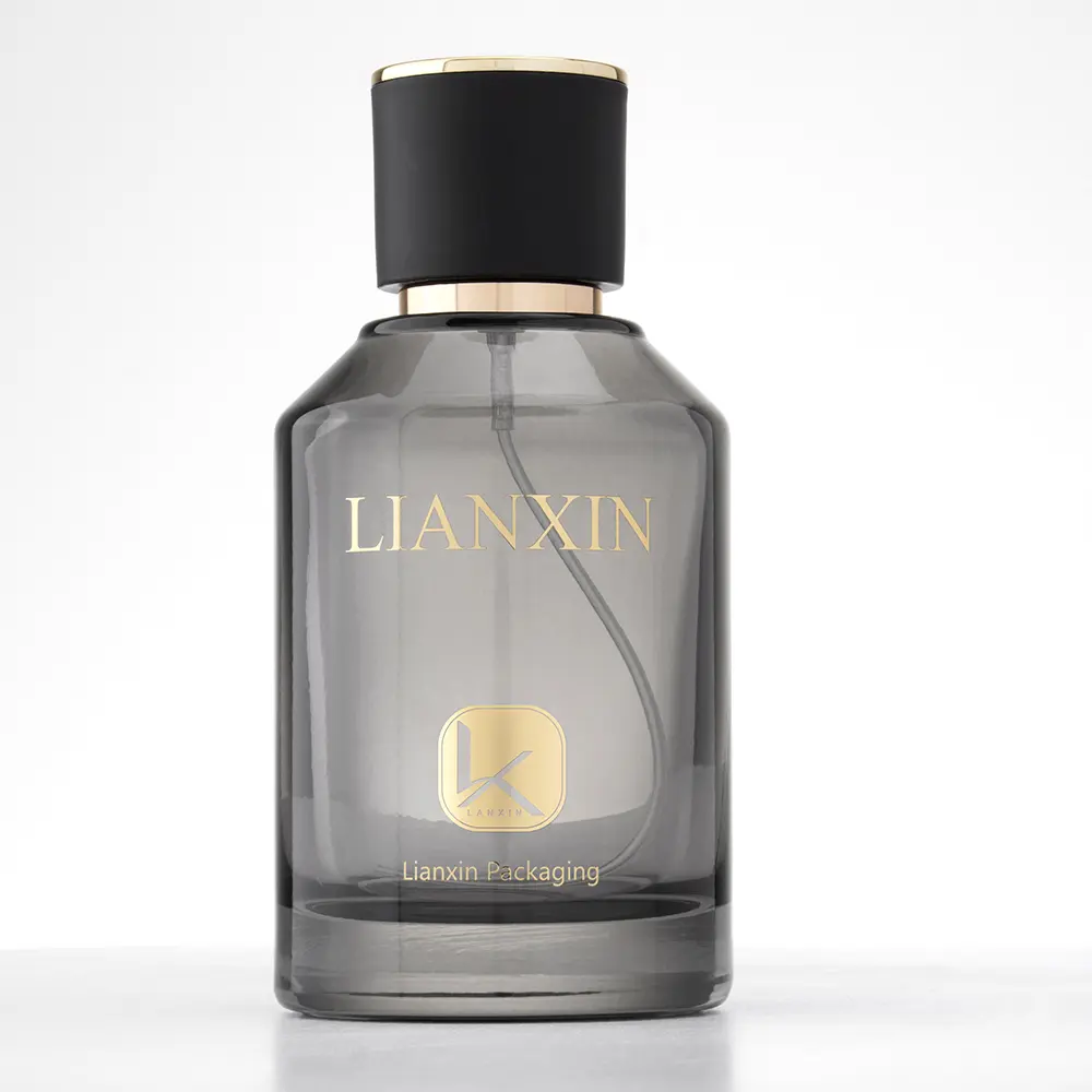 Black Perfume Bottle With Black Cap