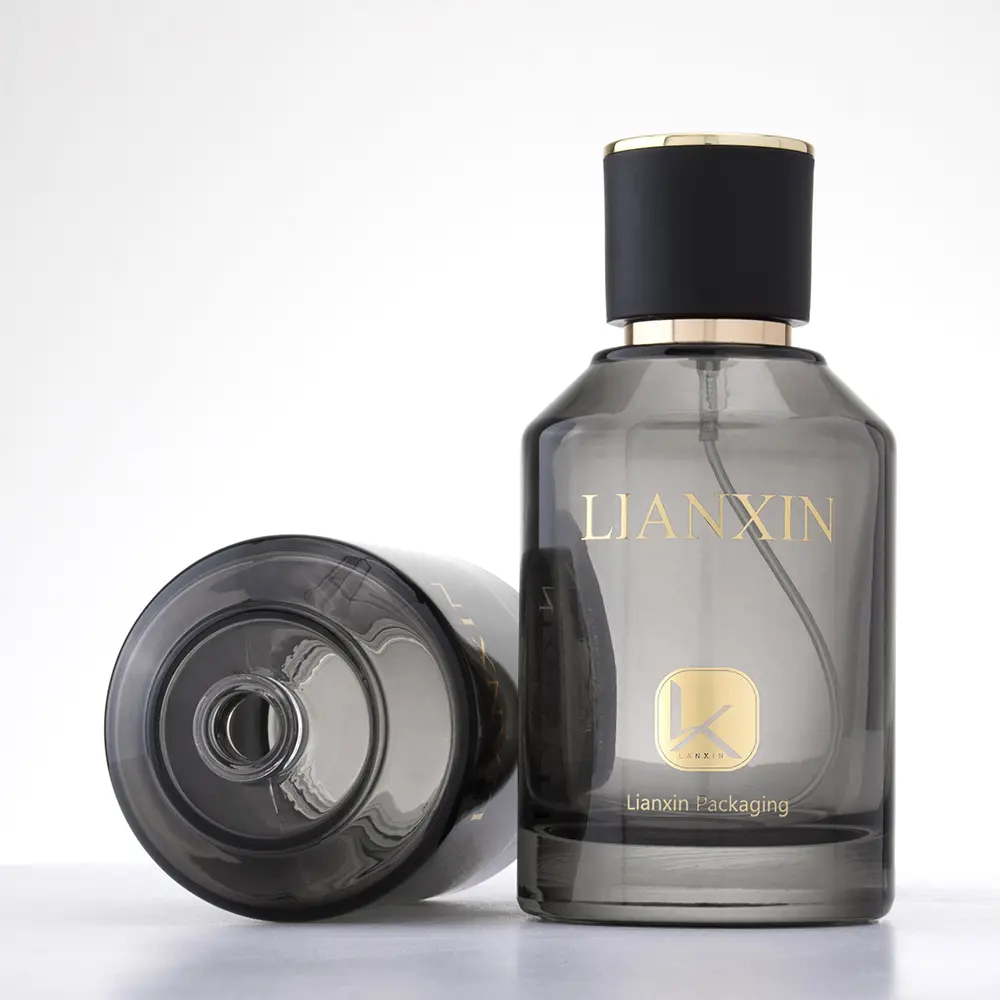 Black Perfume Bottle With Black Cap