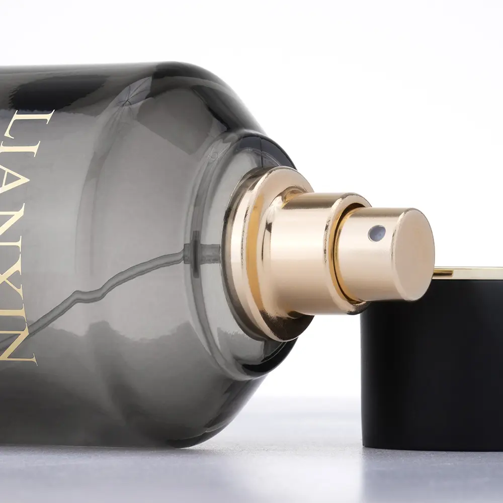 Black Perfume Bottle With Black Cap