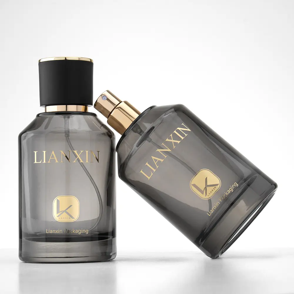 Black Perfume Bottle With Black Cap