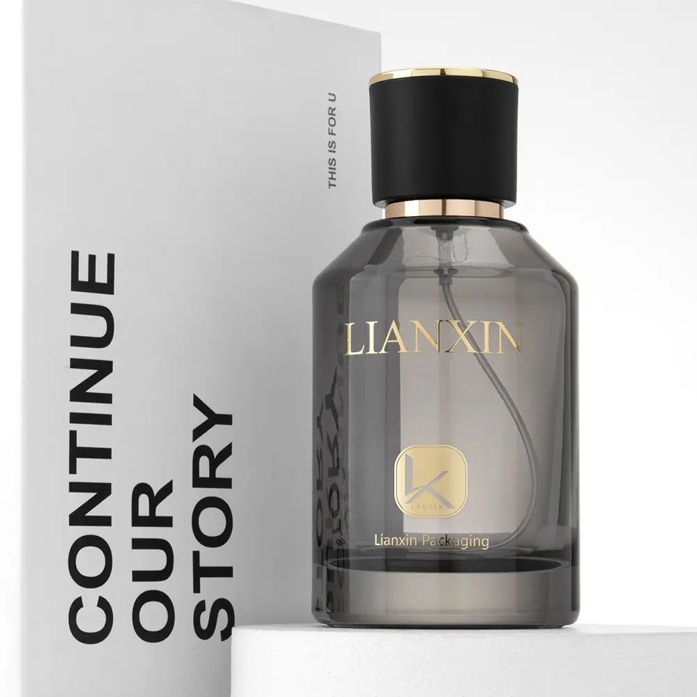 Black Perfume Bottle With Black Cap