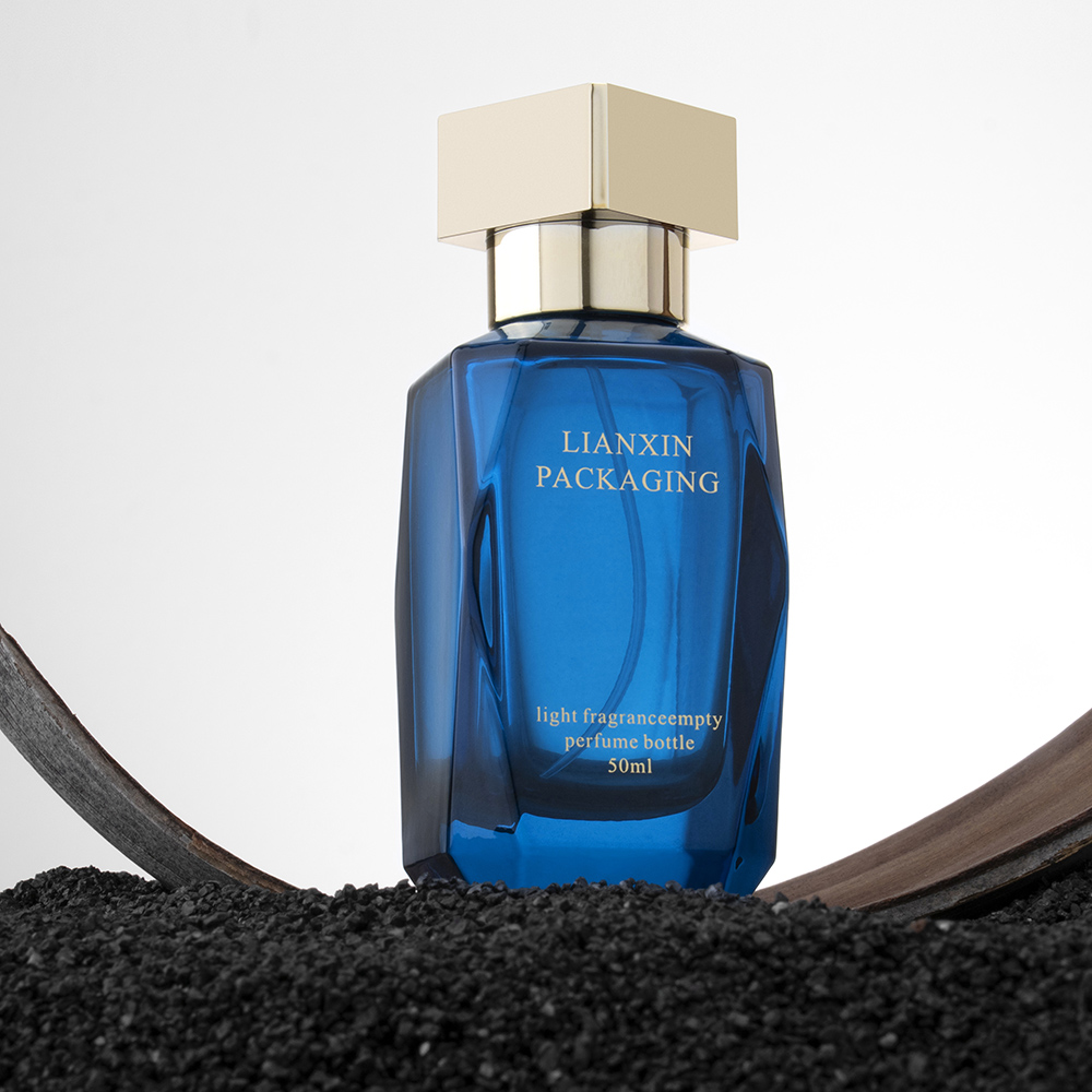 blue perfume bottle