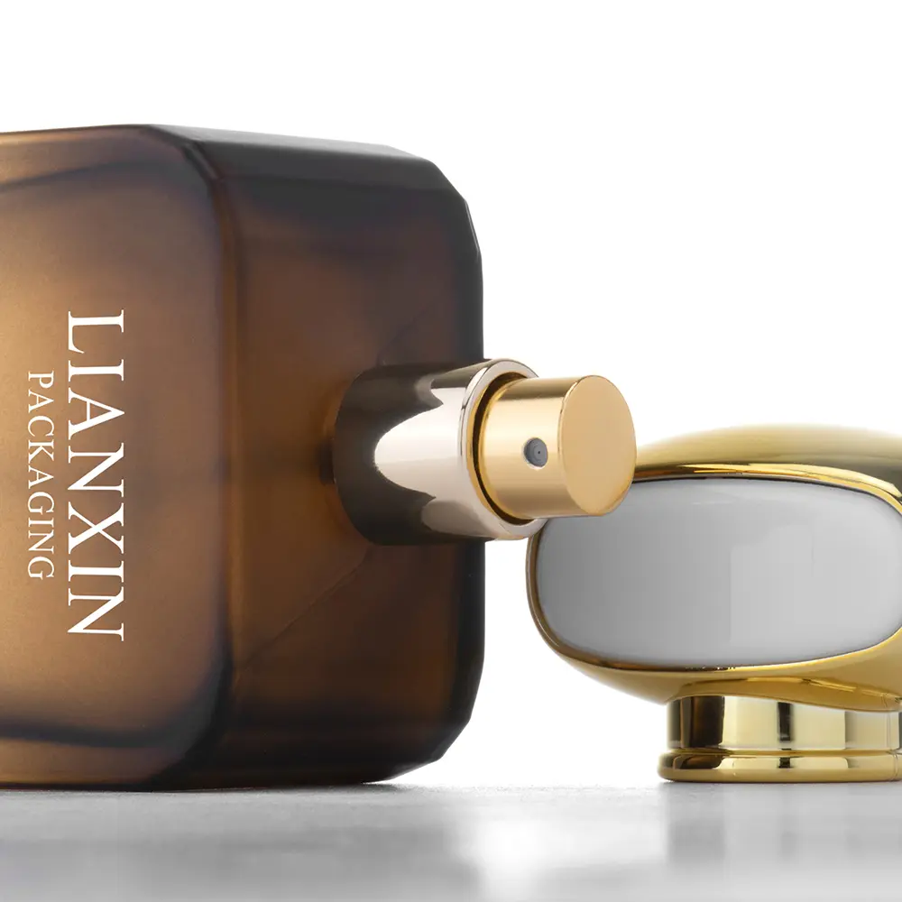 Amber Frosted Square Perfume Bottle