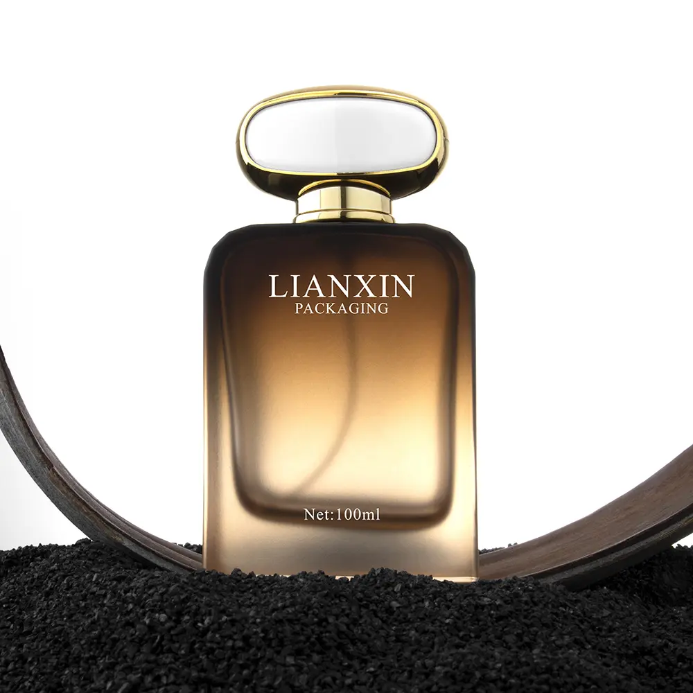 Amber Frosted Square Perfume Bottle