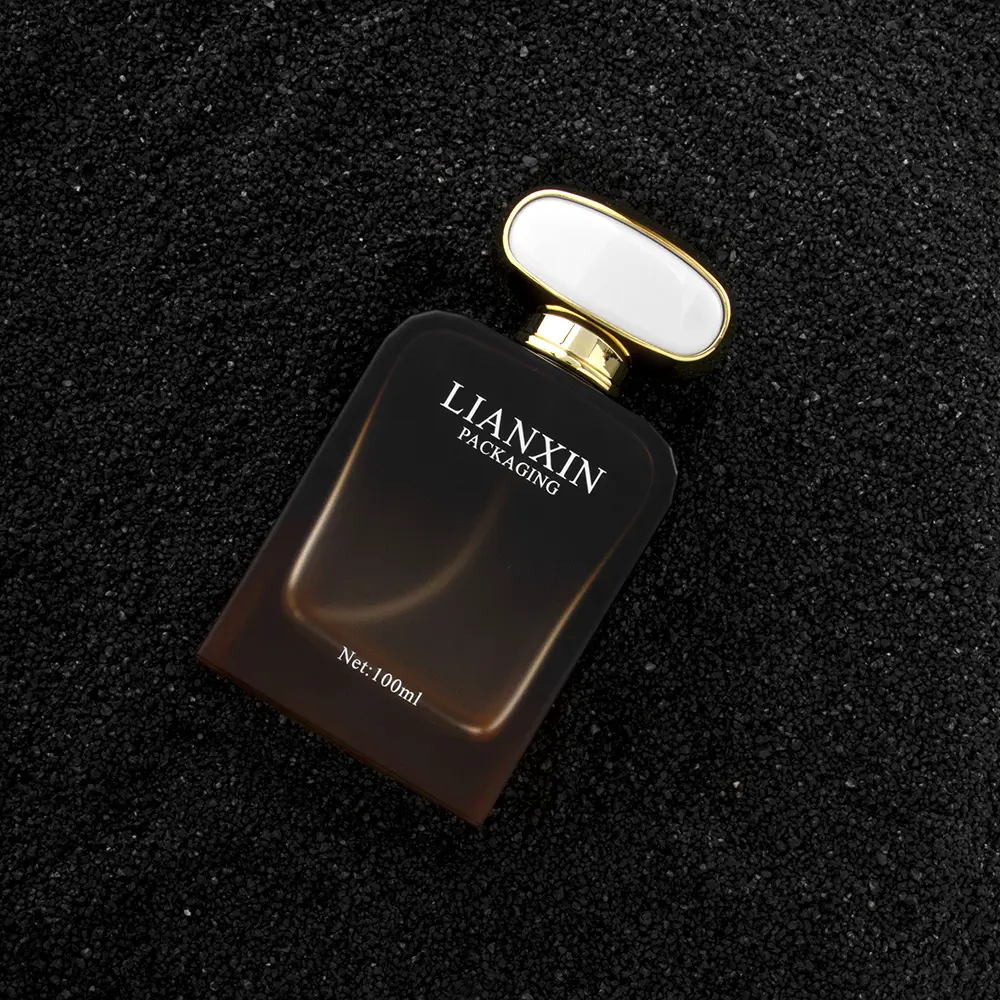 Amber Frosted Square Perfume Bottle