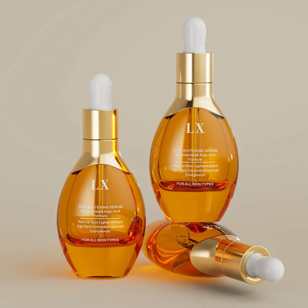Press Push Pump Empty Serum Glass Bottle