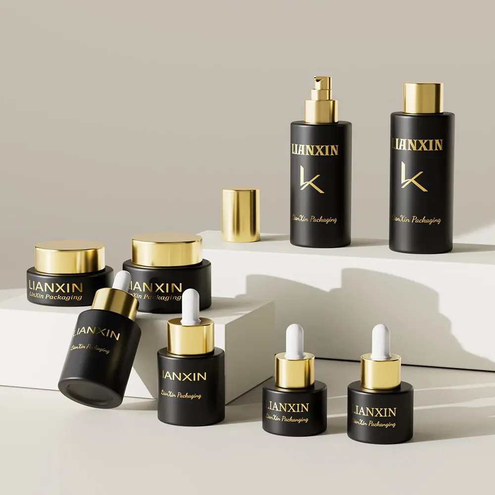 Amber Cylinder Glass Cosmetic Bottles