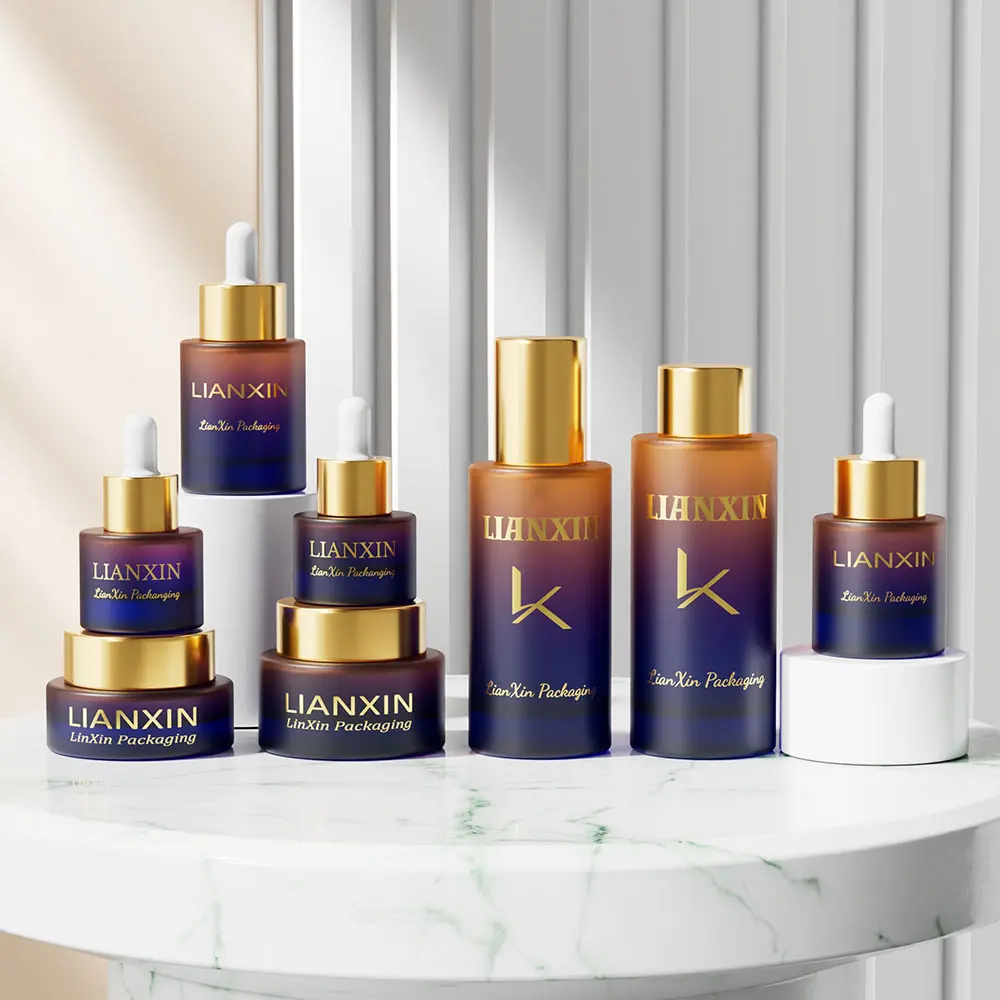 Amber Cylinder Glass Cosmetic Bottles