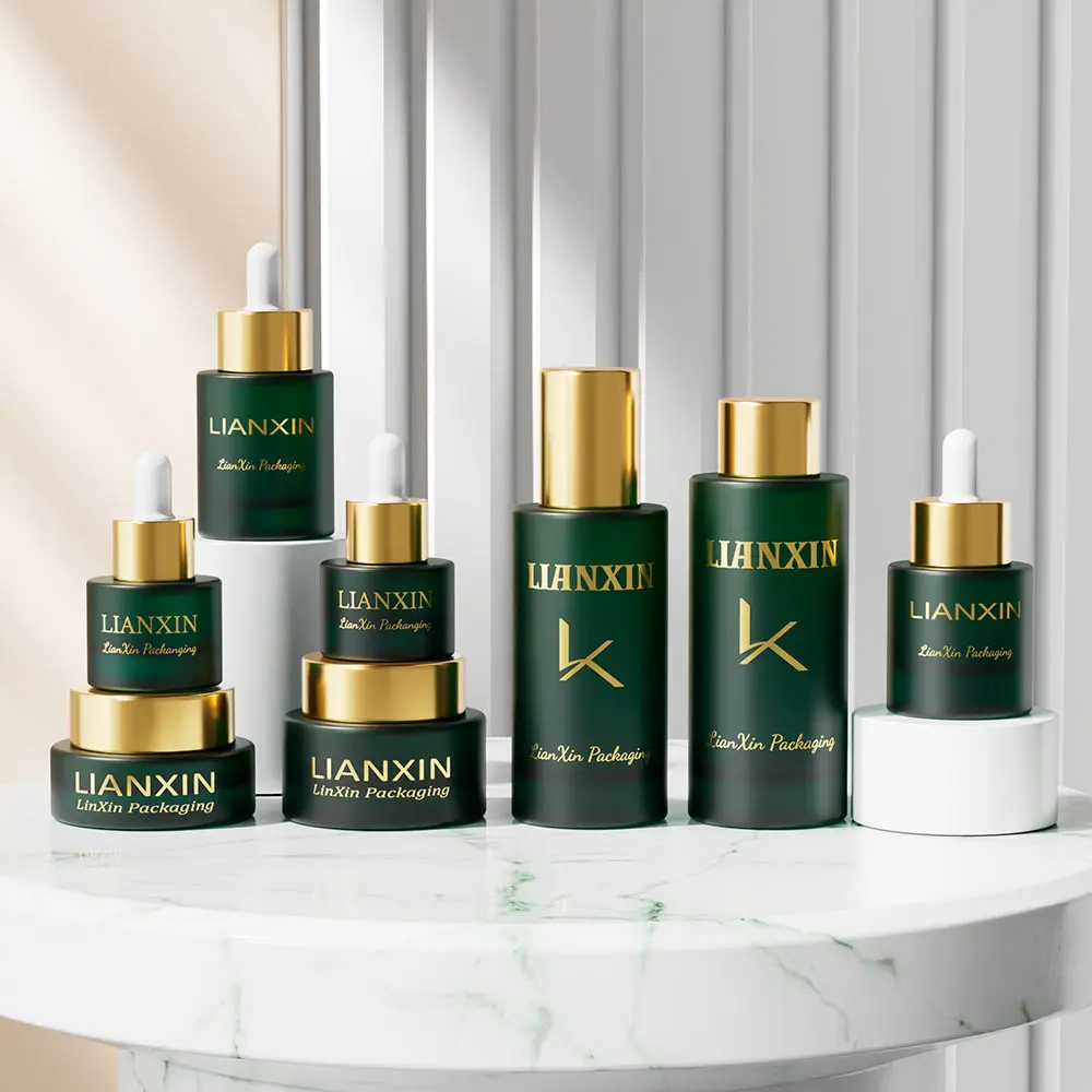 Amber Cylinder Glass Cosmetic Bottles