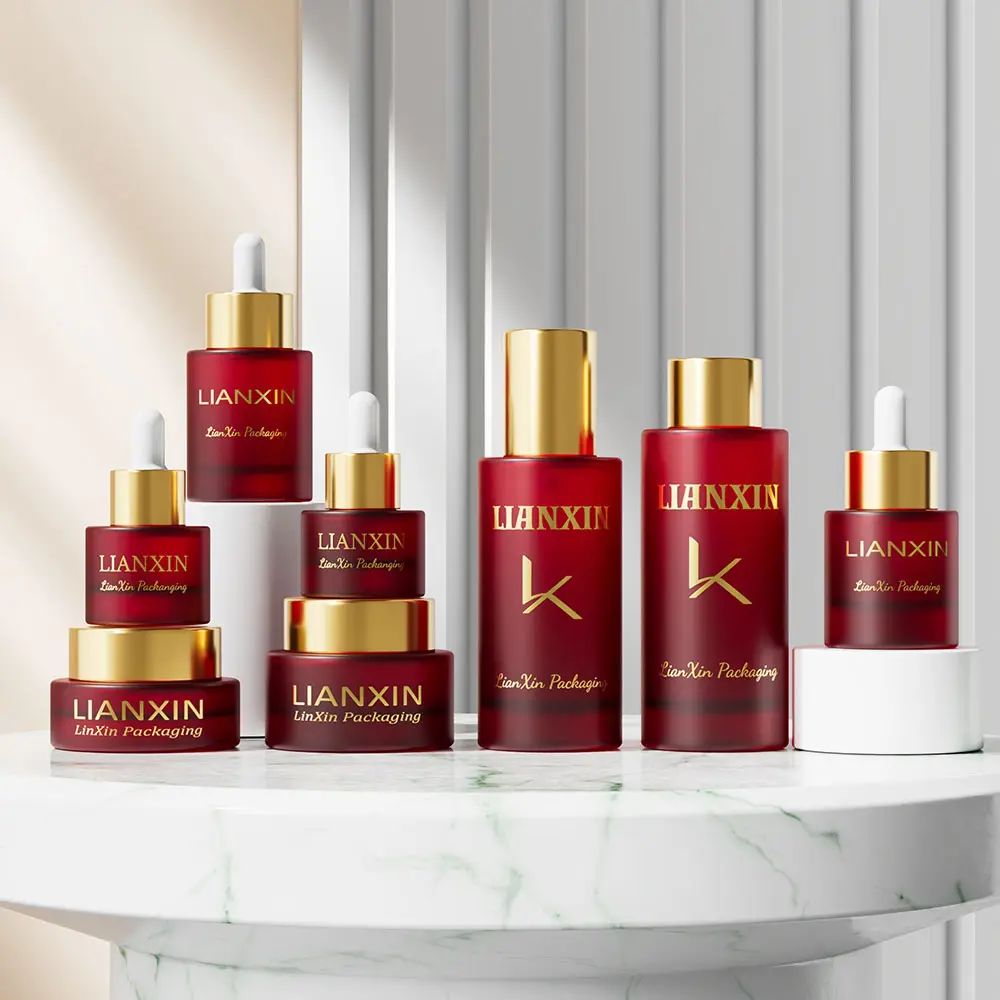 Amber Cylinder Glass Cosmetic Bottles