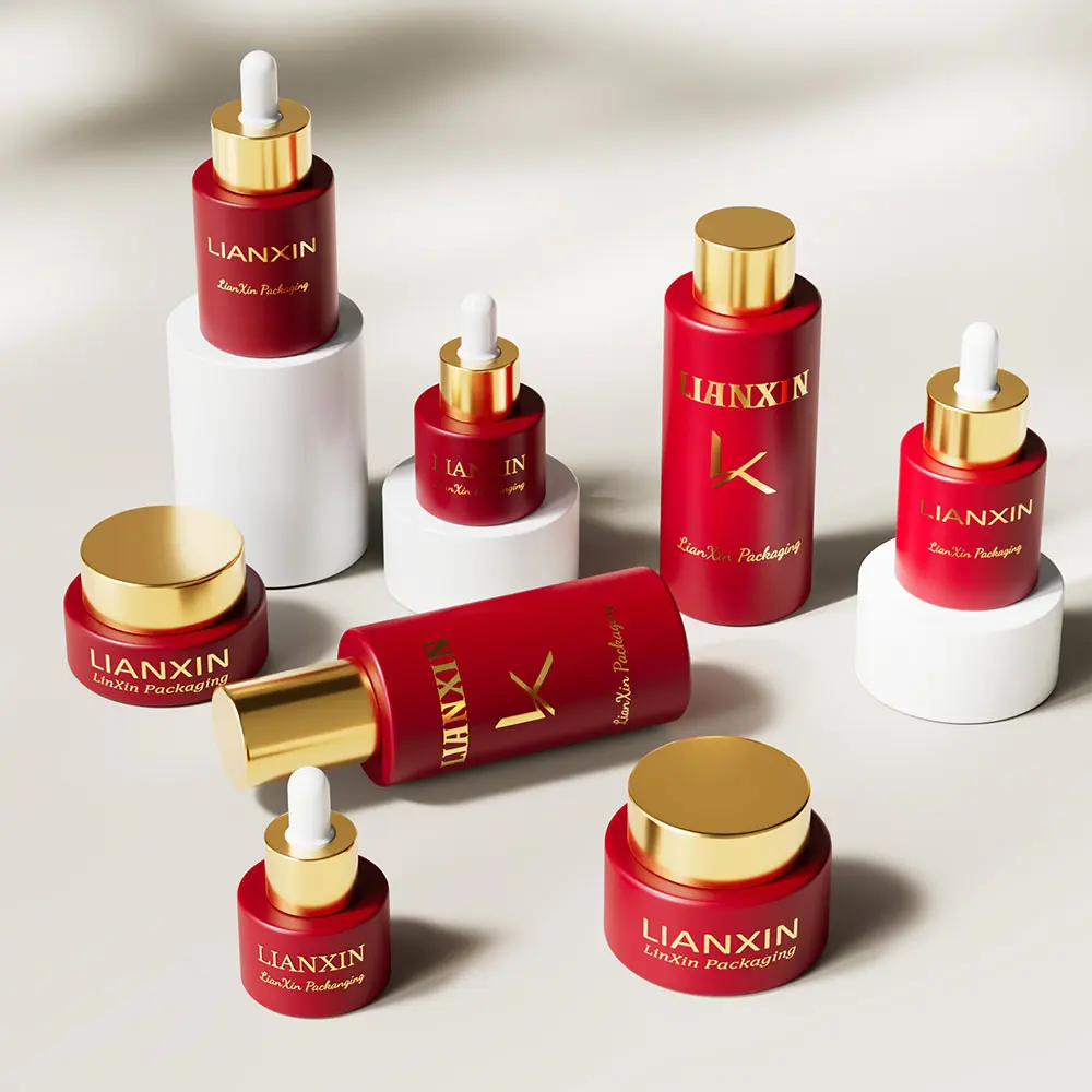 Amber Cylinder Glass Cosmetic Bottles