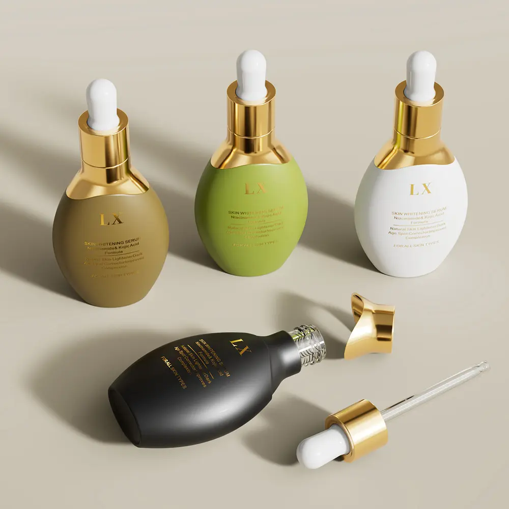 Press Push Pump Empty Serum Glass Bottle