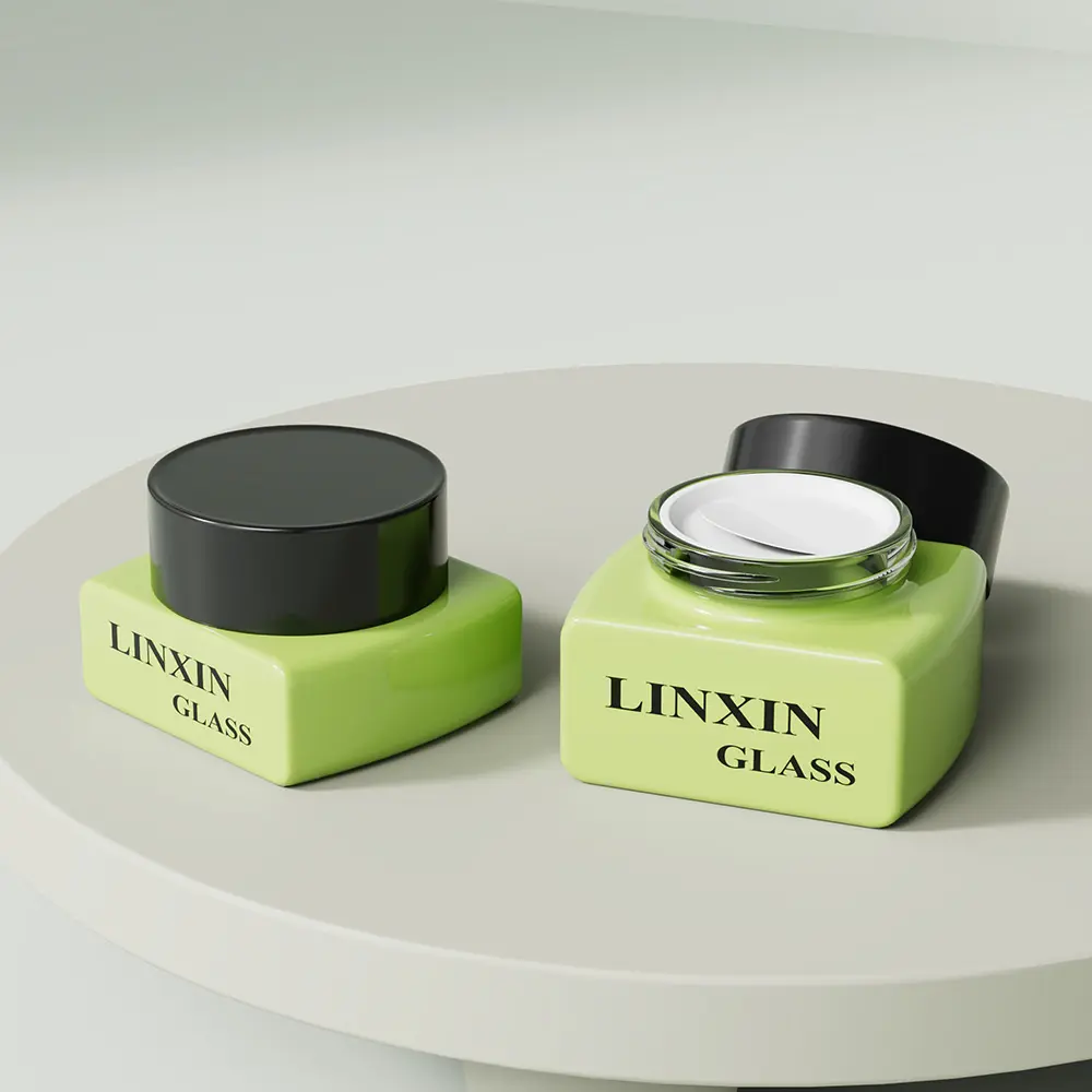 Wholesale Square Frosted Glass Cosmetic Jar