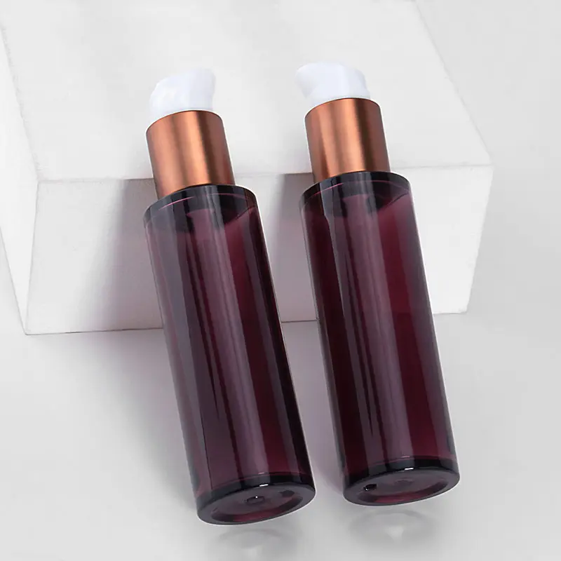Amber Cylinder Cosmetic Airless Pump Bottles