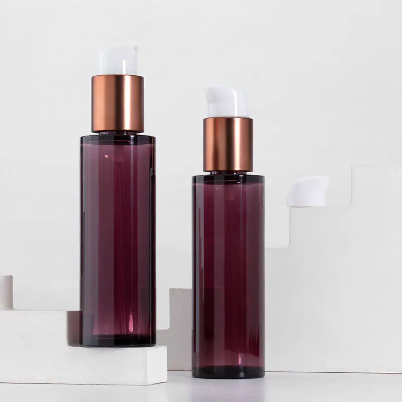 Amber Cylinder Cosmetic Airless Pump Bottles