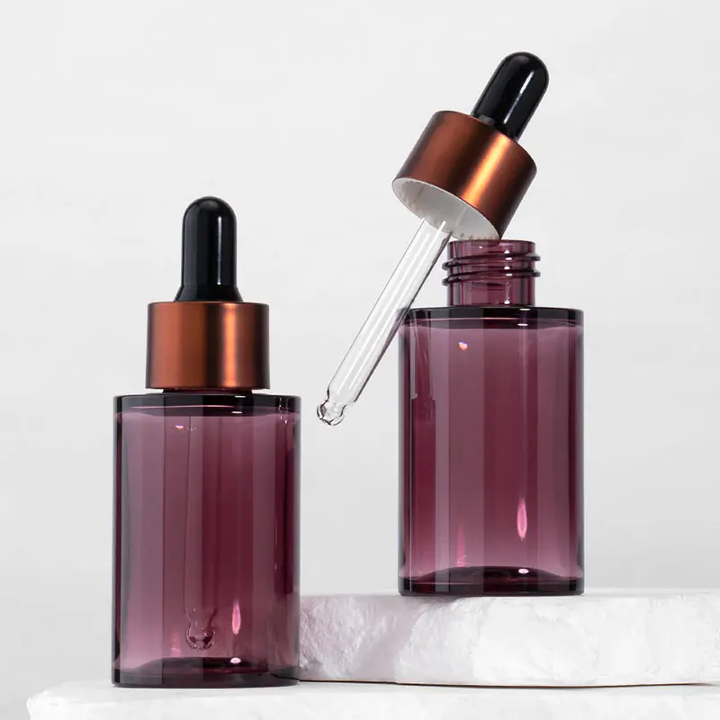 Amber Cylinder Cosmetic Airless Pump Bottles