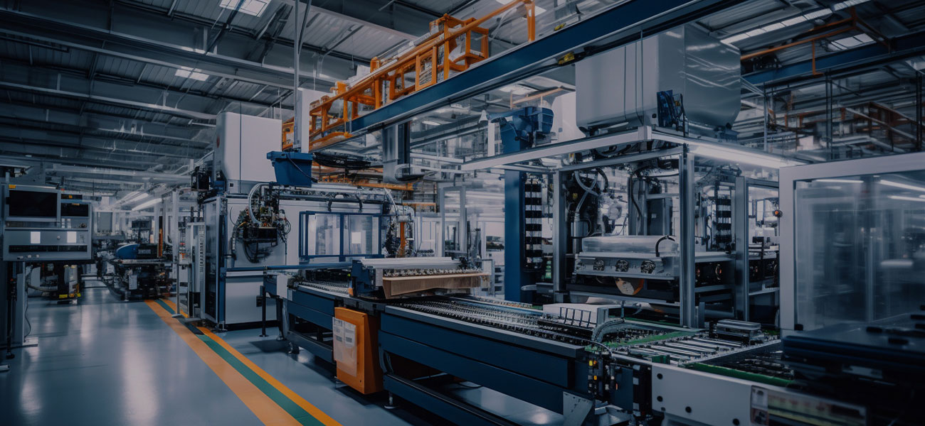 automated glass bottle manufacturing line inside a glass bottle factory