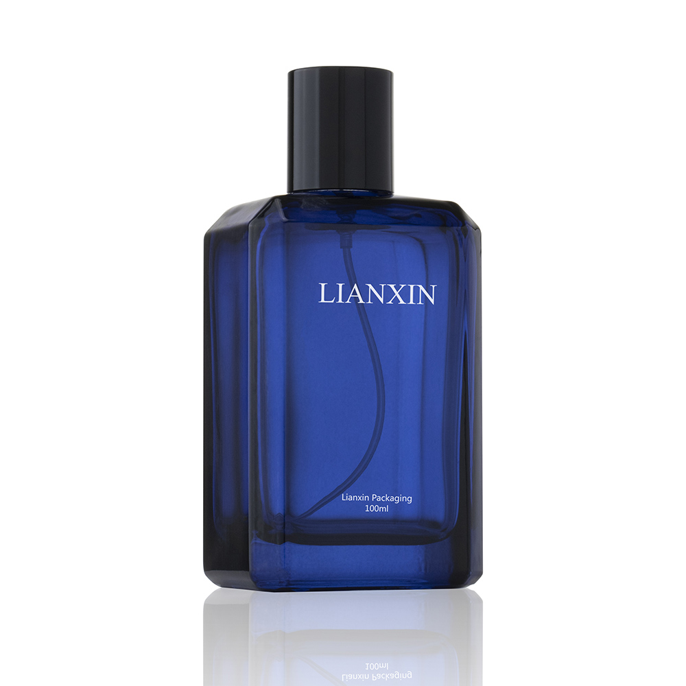 men's cologne blue square bottle with cap