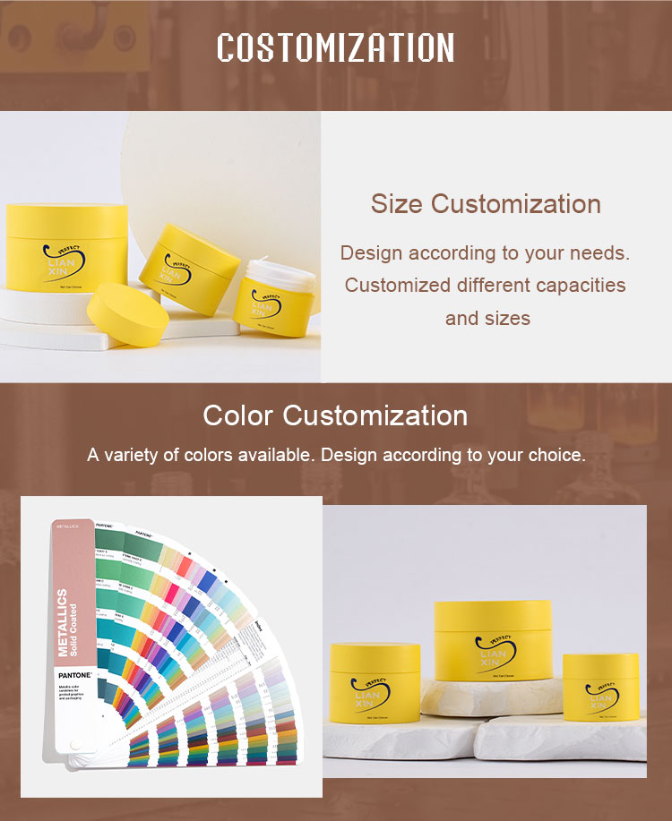yellow cosmetic jars details