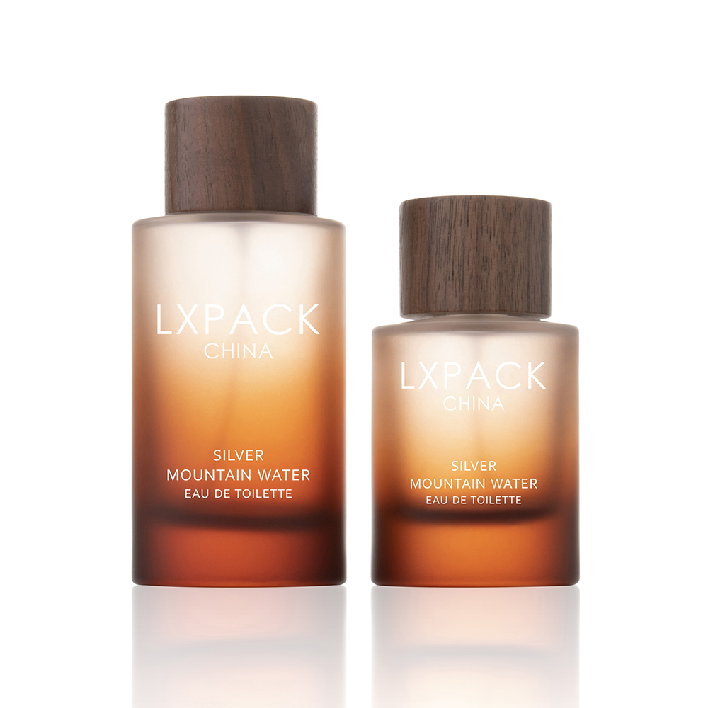 frosted perfume bottles with wooden cap