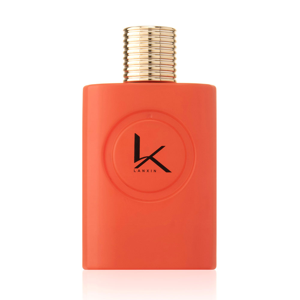 mens perfume red bottle with gold cap