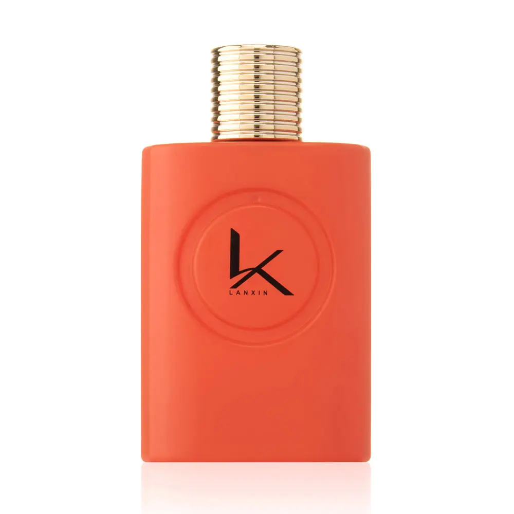 mens perfume red bottle with gold cap