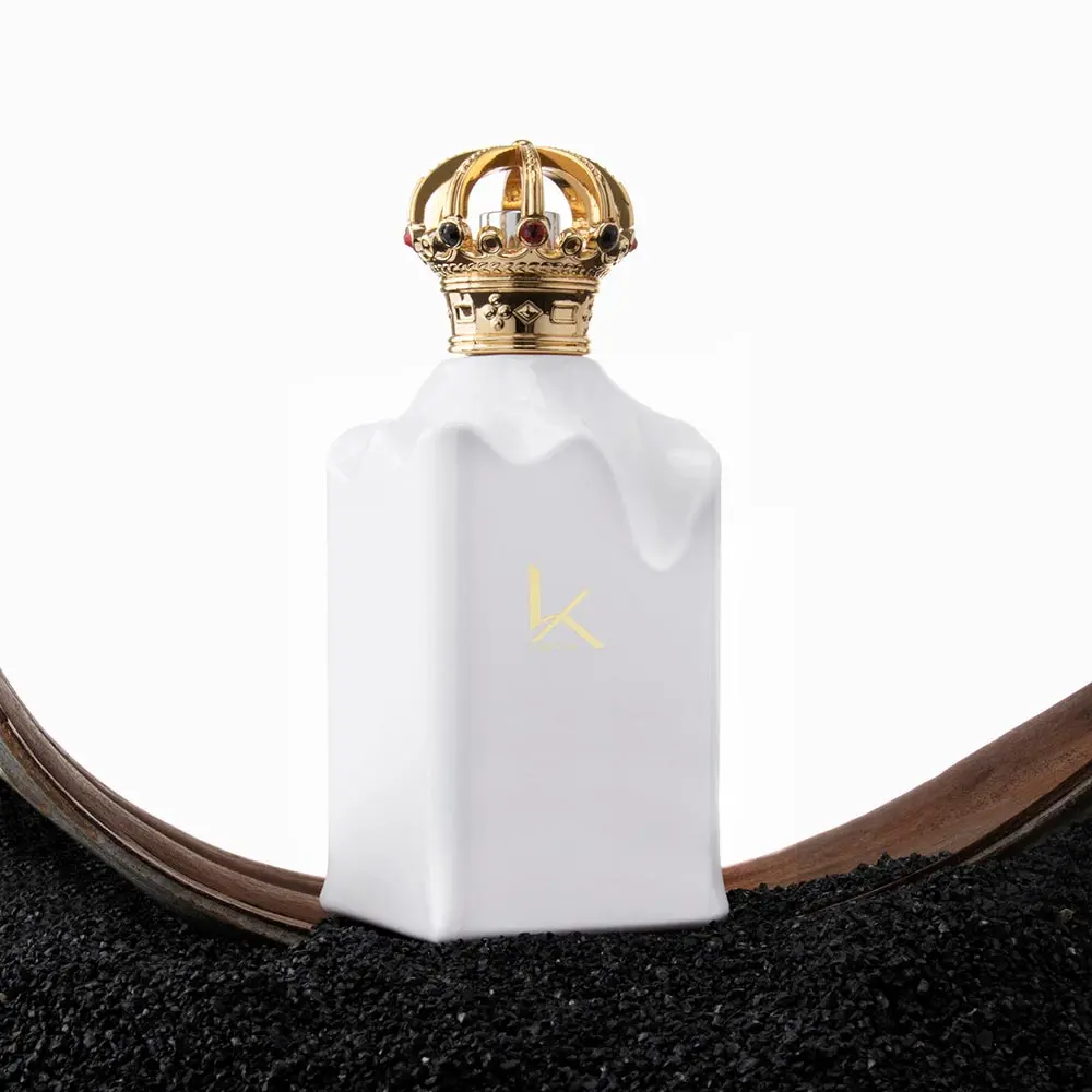 Perfume White Bottle Gold Top
