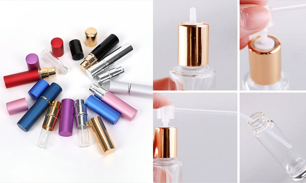 spraying perfume bottle refill