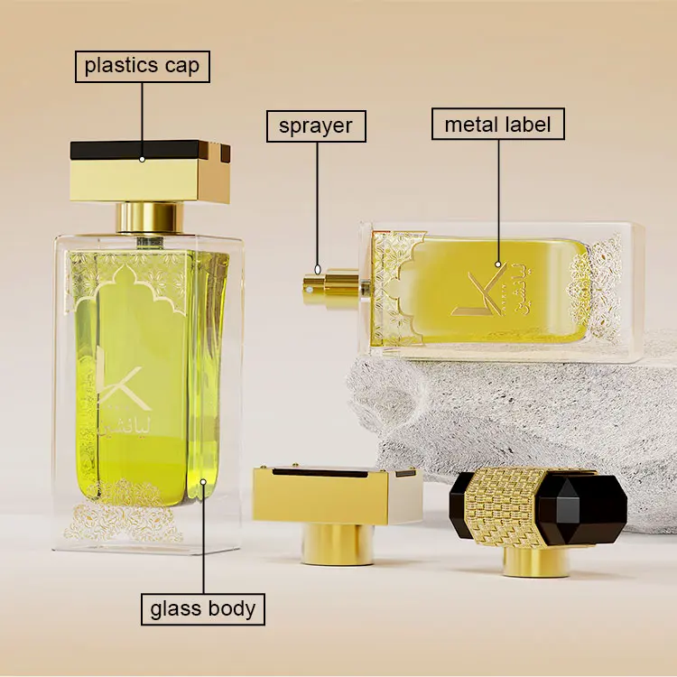 100ml Rectangle Luxury Perfume Glass Bottle details