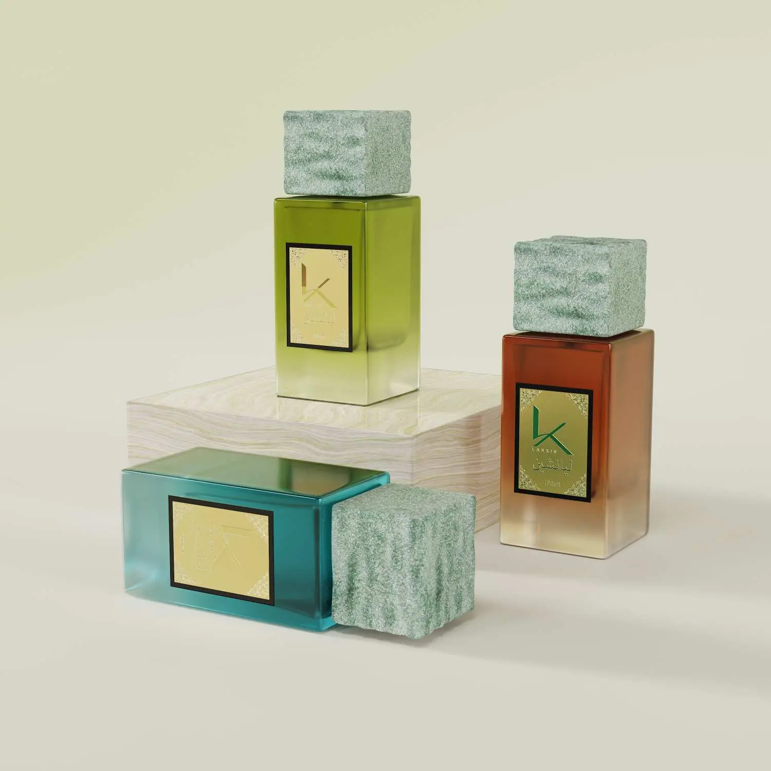 Rectangle Fancy Perfume Bottles With Stone Cap
