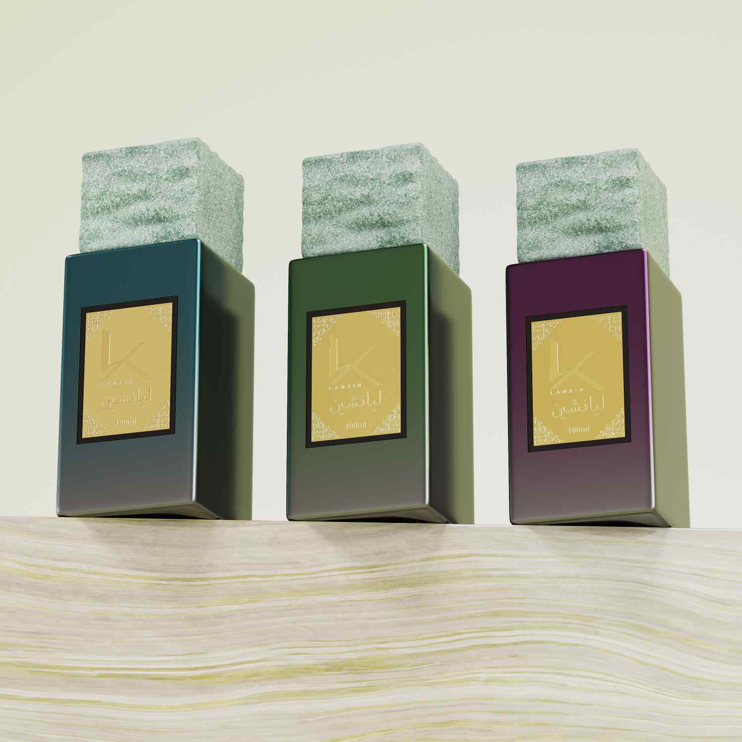 Rectangle Fancy Perfume Bottles With Stone Cap