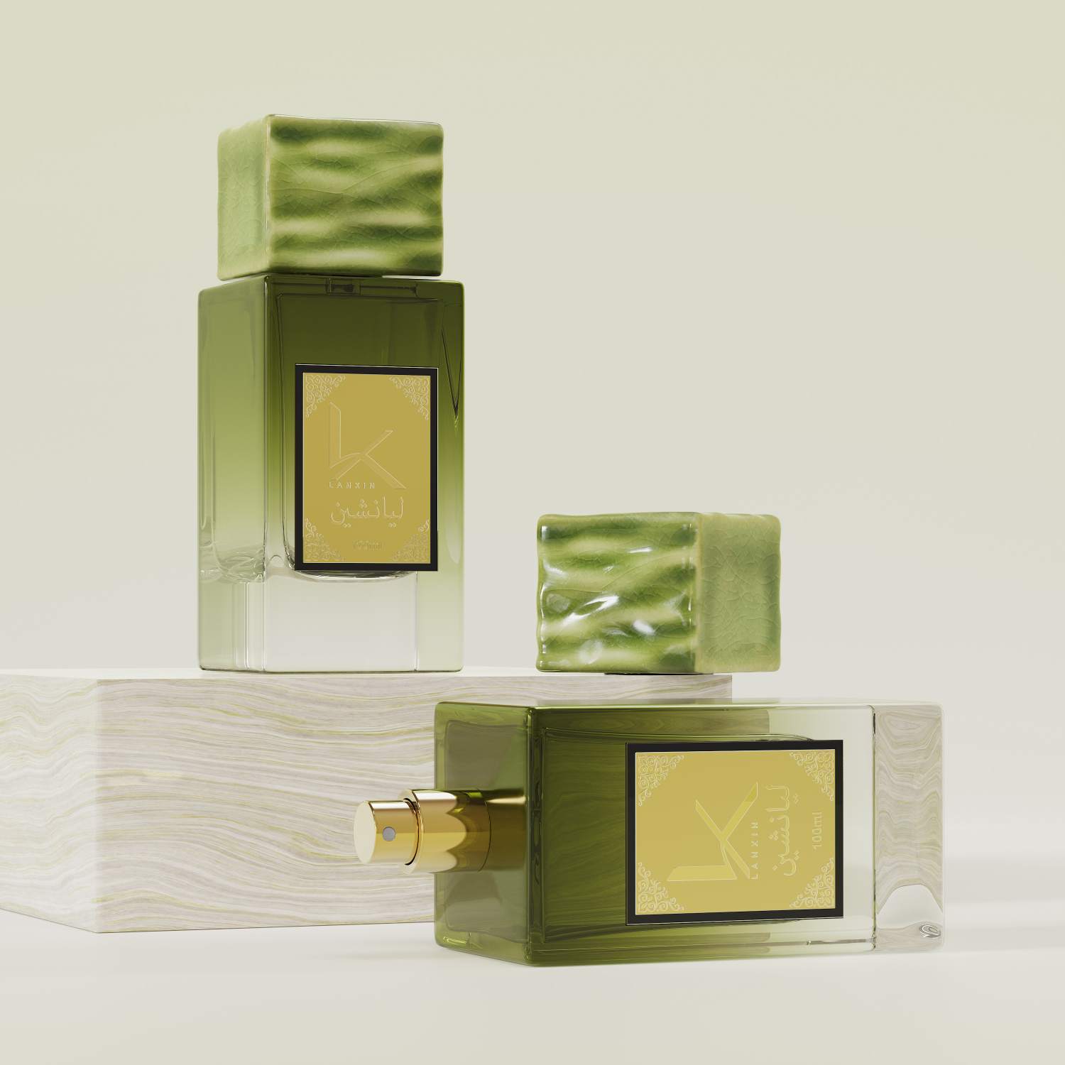 Rectangle Fancy Perfume Bottles With Stone Cap