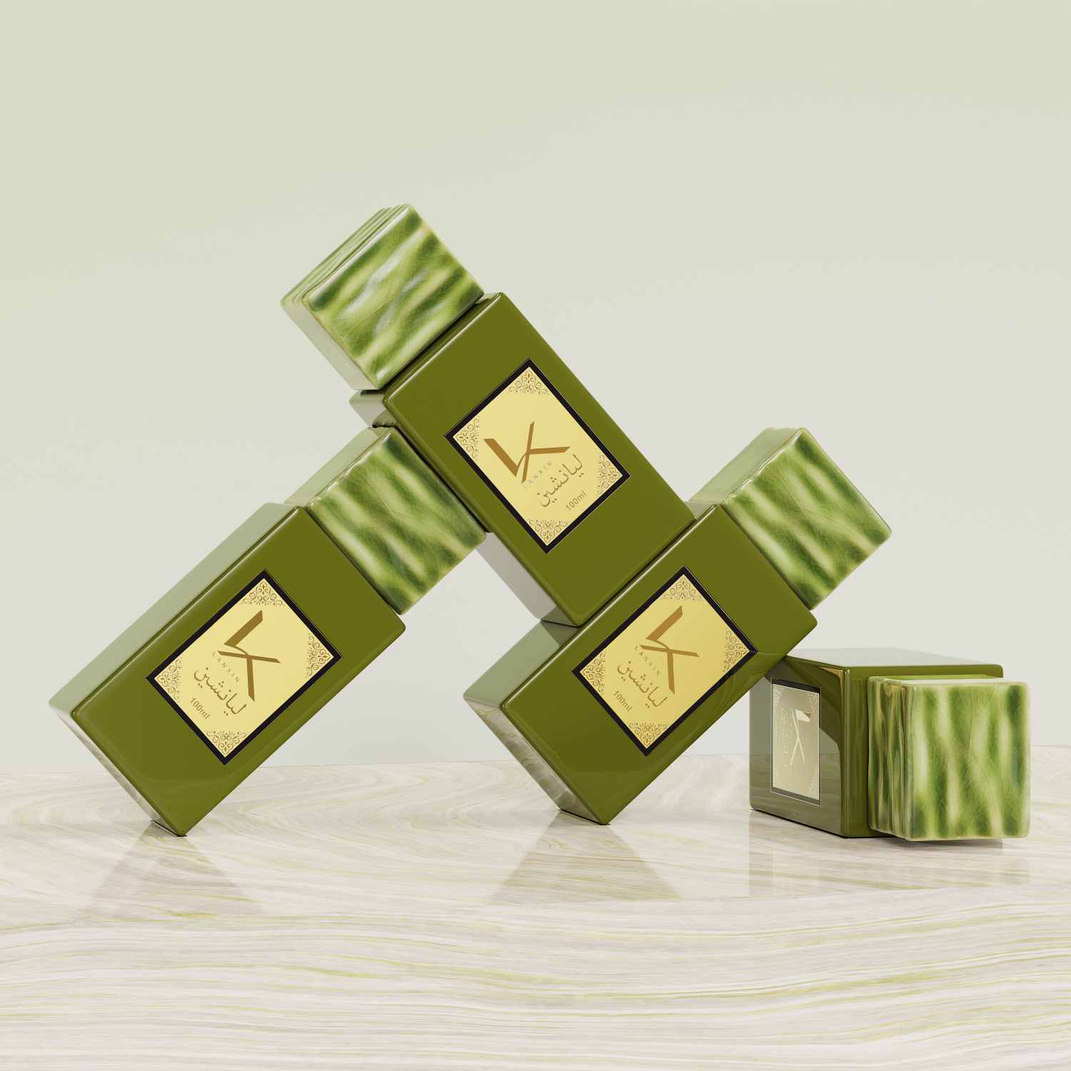 Rectangle Fancy Perfume Bottles With Stone Cap