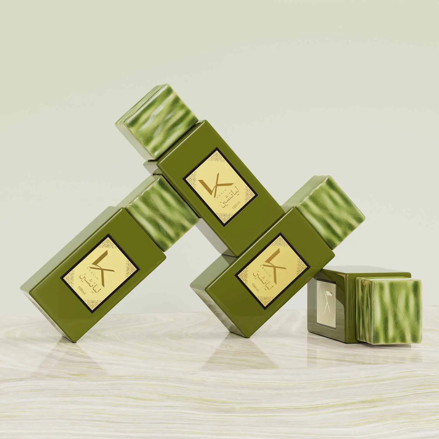 Rectangle Fancy Perfume Bottles With Stone Cap