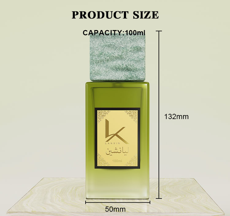 Rectangle Fancy Perfume Bottles With Stone Cap Size