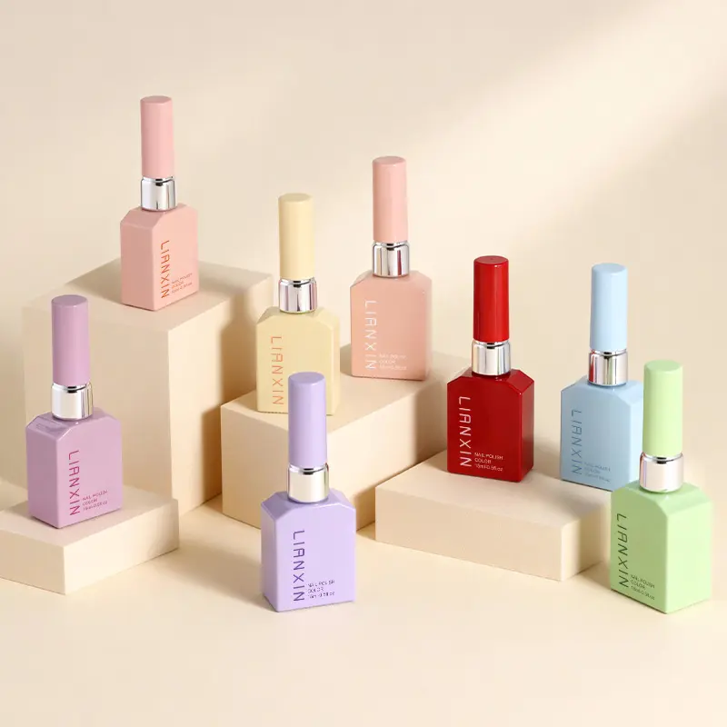 Luxury 15ml Square Nail Polish Glass Bottles with Brushes