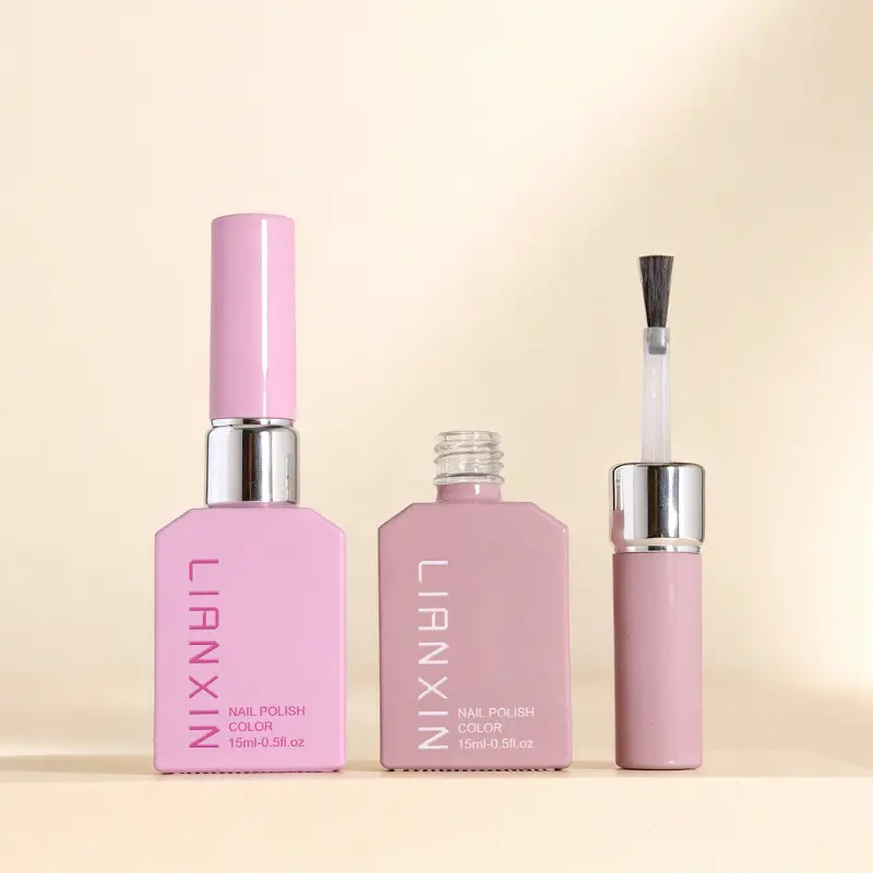 Luxury 15ml Square Nail Polish Glass Bottles with Brushes