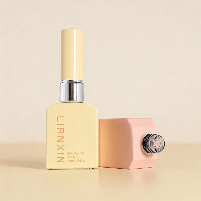 Luxury 15ml Square Nail Polish Glass Bottles with Brushes