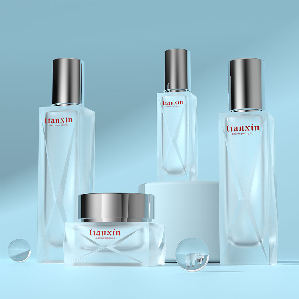 Luxury Square Glass Cosmetic Bottle & Cream Jar Set 40ml 100ml 120ml 50g - 10