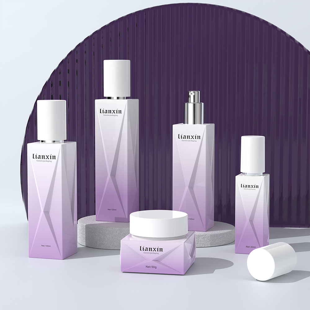 Luxury Square Glass Cosmetic Bottle & Cream Jar Set 40ml 100ml 120ml 50g - 5