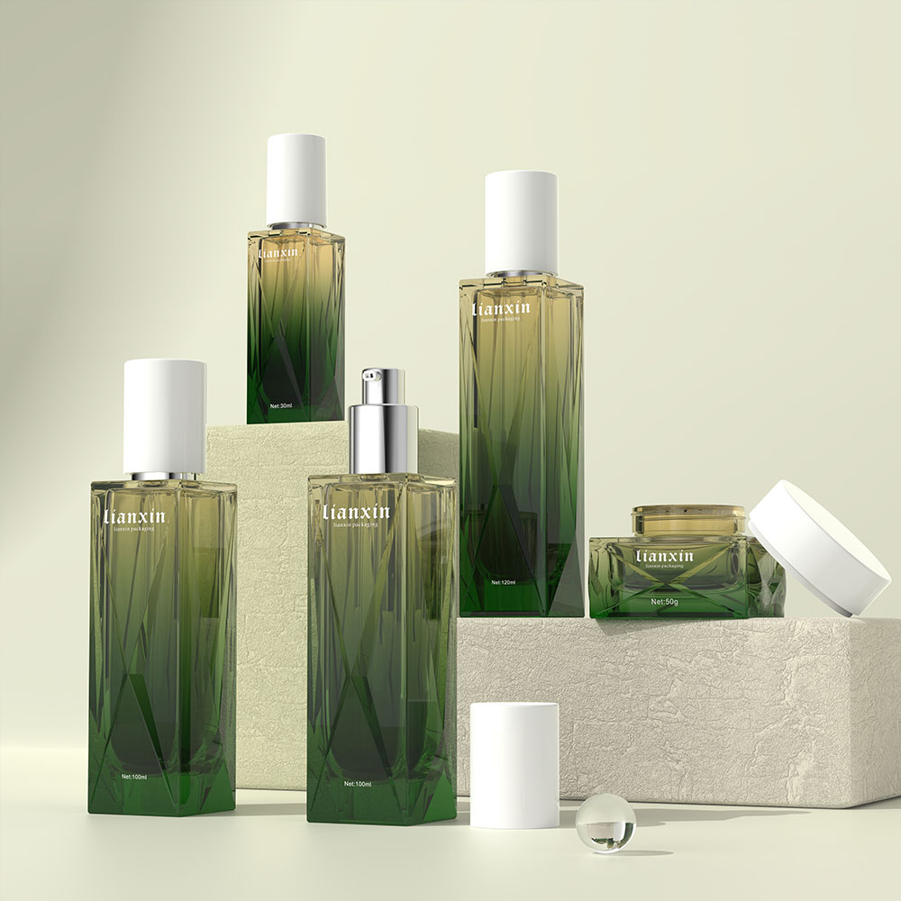Luxury Square Glass Cosmetic Bottle & Cream Jar Set 40ml 100ml 120ml 50g - 7