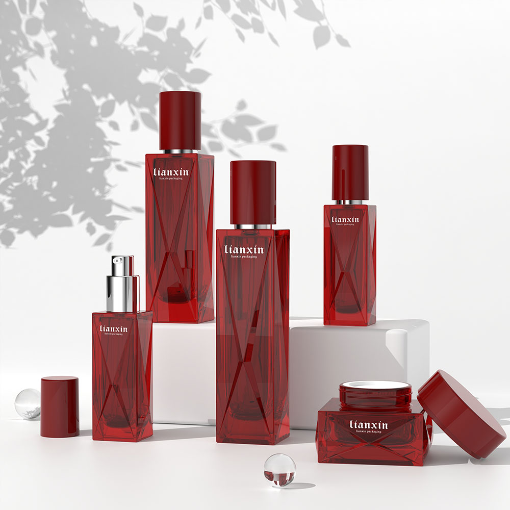 Luxury Square Glass Cosmetic Bottle & Cream Jar Set 40ml 100ml 120ml 50g - 8