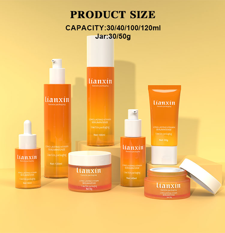 Gradient Orange Glass Skincare Packaging Set size