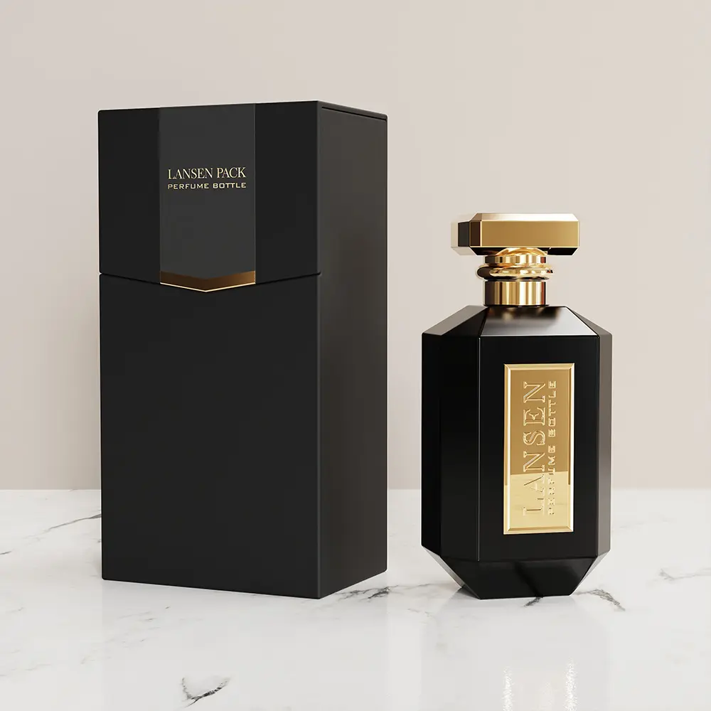 30ml 50ml 100ml Luxury Black Glass Perfume Bottle With Box Packaging