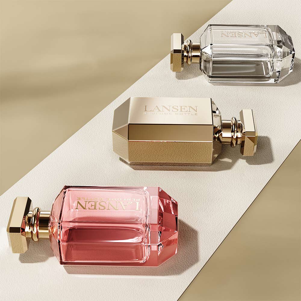 perfume bottle with gold cap showing the metallic electroplated finish popular in luxury fragrance packaging