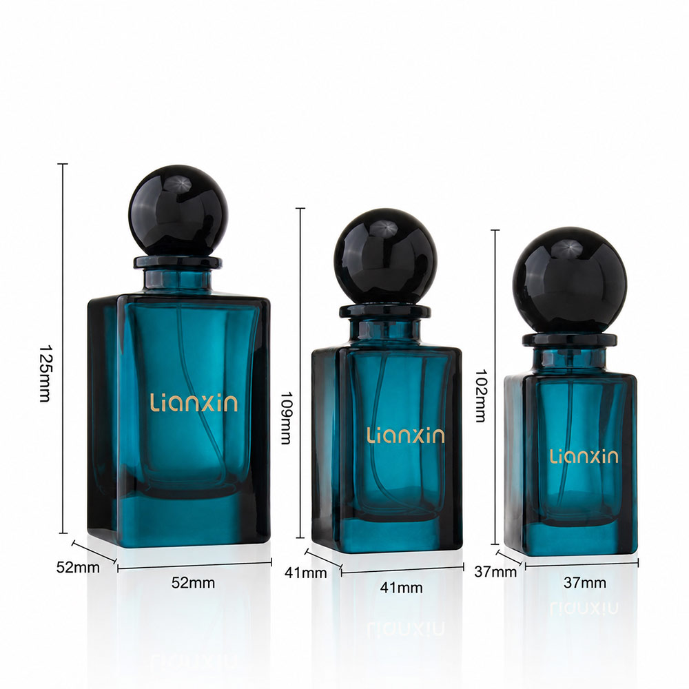 perfume bottle capacity and dimension drawing showing nominal fill volume